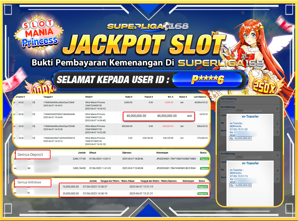 SUPERLIGA168 JACKPOT SLOT MANIA PRINCESS  Rp.51,000,000-