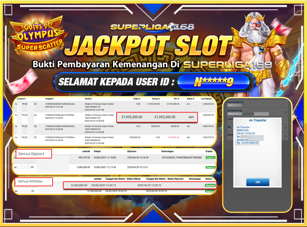 SUPERLIGA168 JACKPOT GATES OF OLYMPUS SUPER SCATTER Rp.23,403,800-